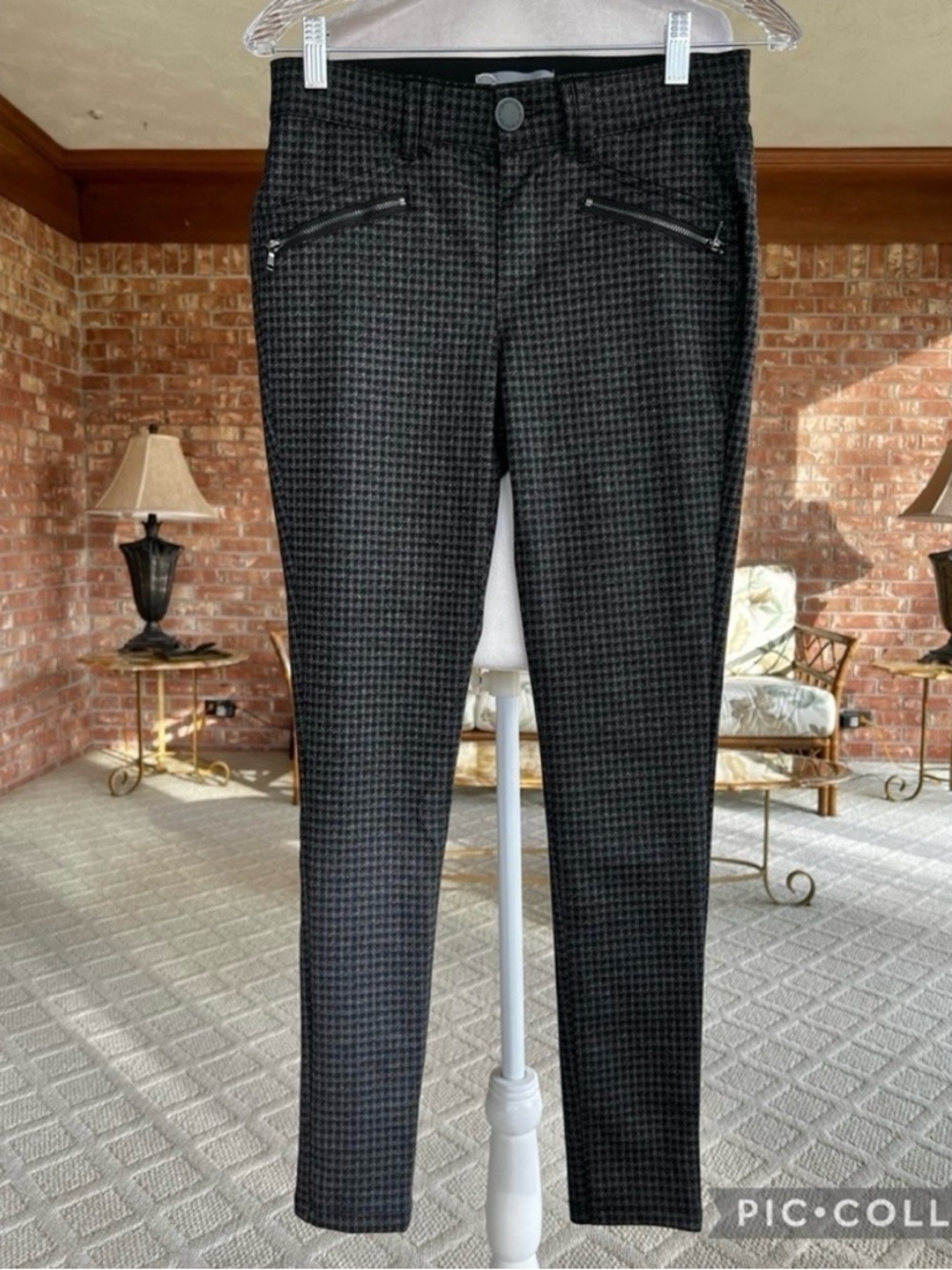 Wit & Wisdom Pants Houndstooth Plaid Black Grey Burgundy Ponte Knit Skinny 4